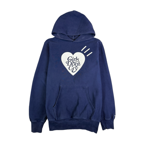 Girls Don’t Cry x Human Made Logo Hoodie Navy (USED) | Vintage Clothing Store Canada