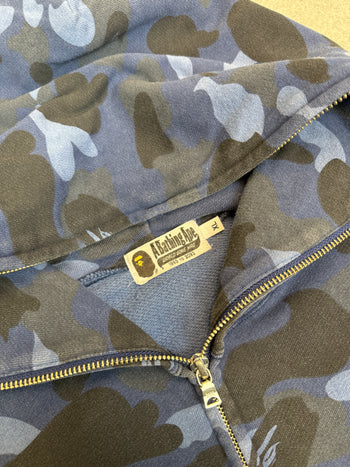BAPE Embroidered Shark Camo Full Zip Hoodie Navy (USED)