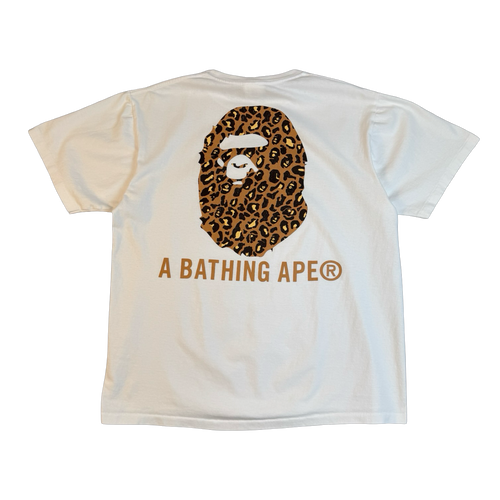 BAPE Ape Head Leopard Camo Tee White (USED) | Vintage Clothing Store Canada
