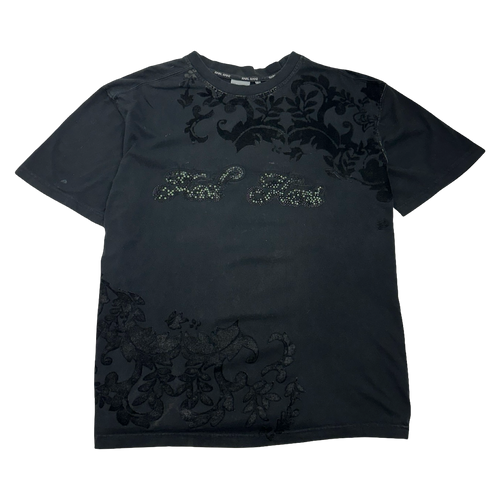 Vintage Y2K Karl Kani Velvet Flower Tee Black | Vintage Clothing Store Canada