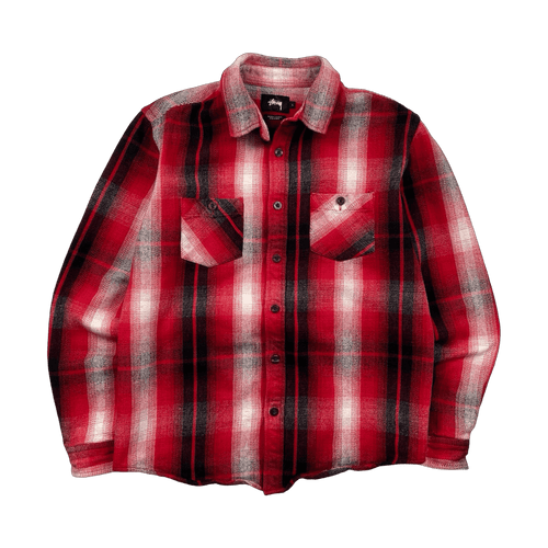 Stussy Plaid Button-Up Shirt Red (USED) | Vintage Clothing Store Canada