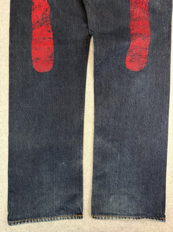 Vintage Evisu Lot 0001 No. 2 Daicock Red Denim Pants