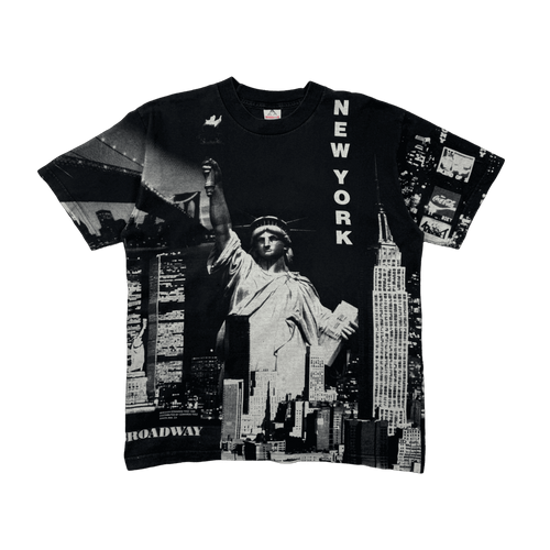 Vintage 1998 Edward Teez New York City AOP Tee Black | Vintage Clothing Store Canada