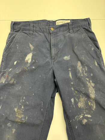 (35) Vintage Carhartt Carpenter Paint Splatter Pants Navy