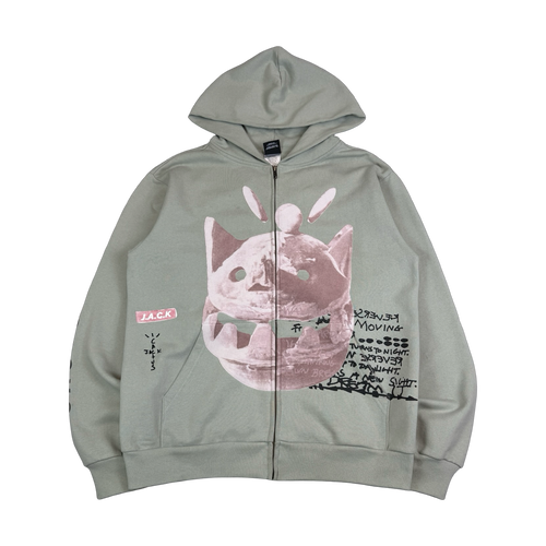 Cactus Jack Travis Scott New Sight Zip Up Hoodie Sage (USED) | Vintage Clothing Store Canada