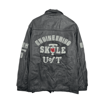 Vintage U of T Engineering Leather Varsity Jacket Black