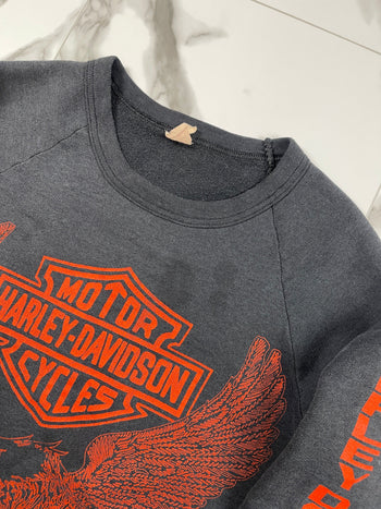 Vintage 80s Harley Davidson Sweatshirt Faded Black