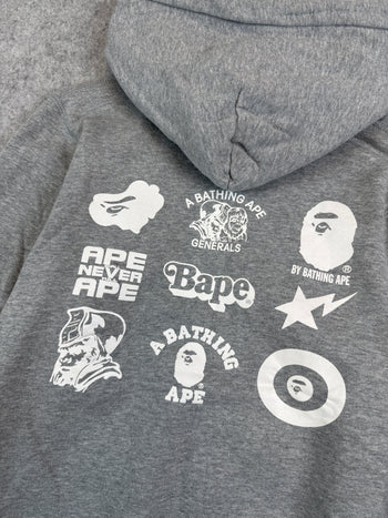BAPE Multi Logo Hoodie Grey (USED)
