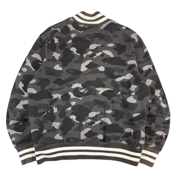 BAPE Spell Out Dark Camo Varsity Jacket Black/Grey (USED)