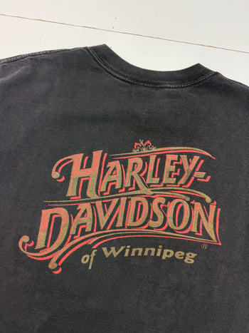 Vintage 2000s Harley Davidson Winnipeg Tee Black