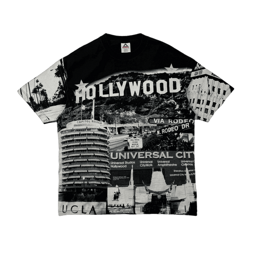 Vintage 1996 Edward Teez California Hollywood AOP Tee Black | Vintage Clothing Store Canada
