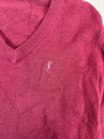 Women's Yves Saint Laurent Wool Knit Sweater Burgundy