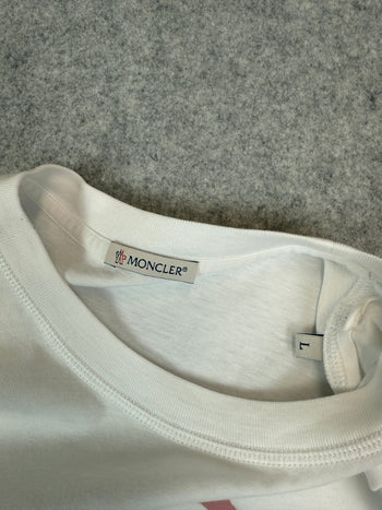 Moncler Pink Big Logo Tee White (USED)