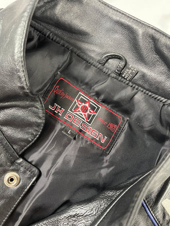 Vintage JH M&M's Nascar Leather Jacket Black