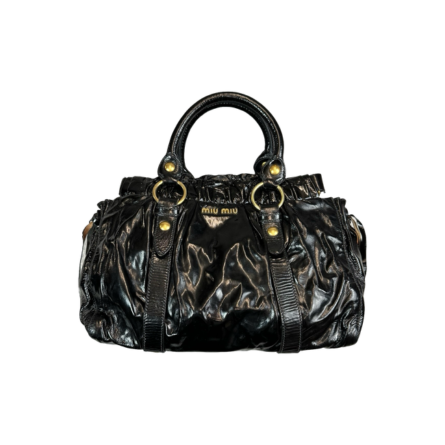 Miu Miu Patent Leather Top Handle Bag Black