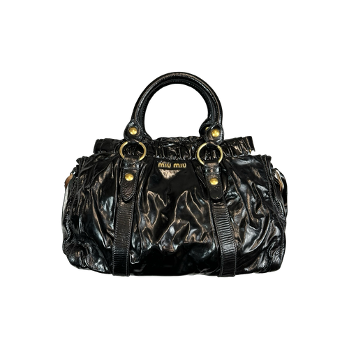 Miu Miu Patent Leather Top Handle Bag Black | Vintage Clothing Store Canada