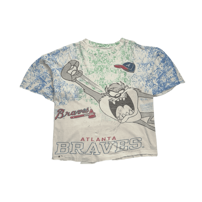 (M) Vintage '93 AOP Atlanta Braves Cropped Tee White