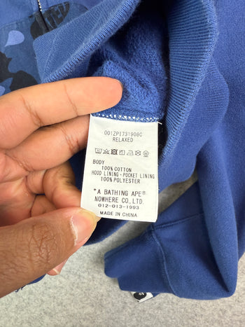 BAPE x Undefeated Camo Relaxed Zip Hoodie Navy (USED)