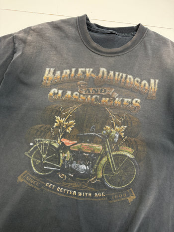 Vintage Harley Davidson Classic Bike Tee Sun Faded Black