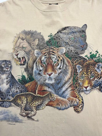 Vintage 90s Nature Big Cats Tee Cream