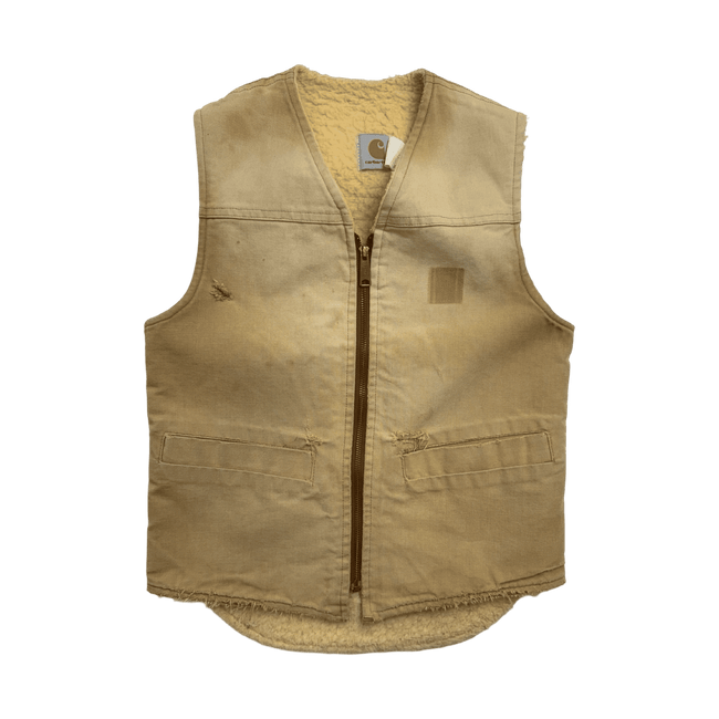 Vintage Sherpa lined Zip-Up Vest Beige