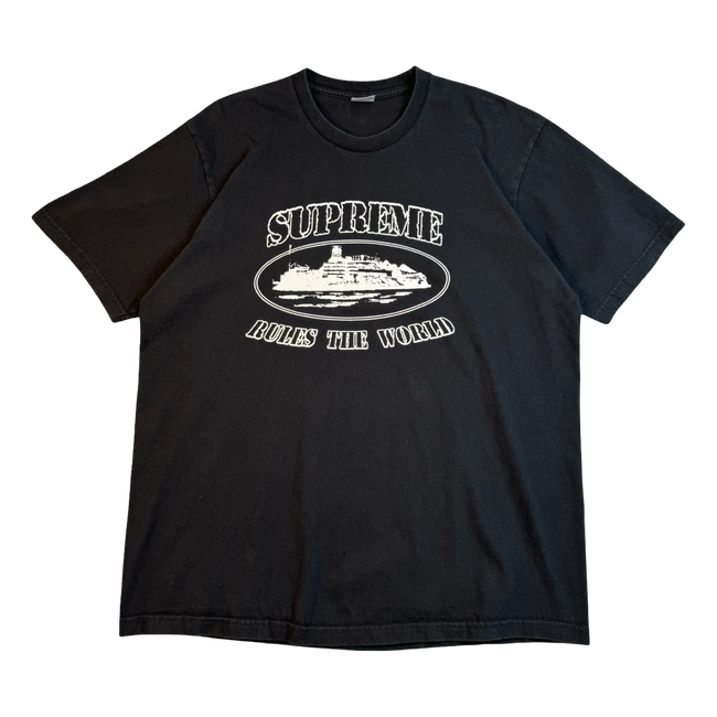 Supreme x Corteiz Rules The World Tee Black (USED)
