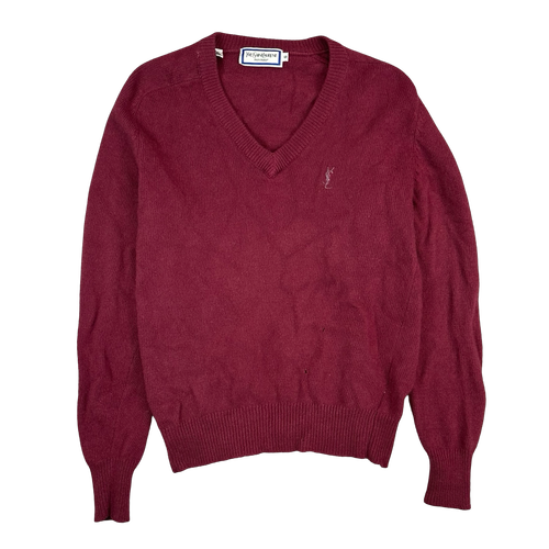 Women's Yves Saint Laurent Wool Knit Sweater Burgundy | Vintage Clothing Store Canada