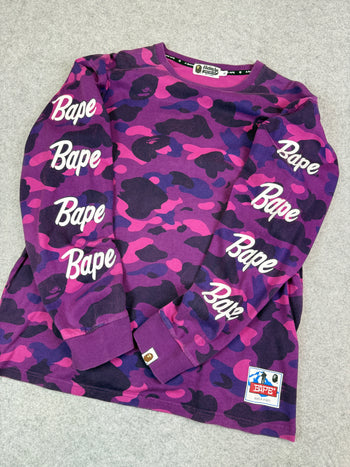 BAPE Color Camo Sleeve Logo L/S Tee Purple