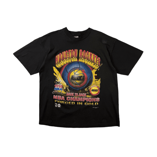 Vintage 1995 Houston Rockets Back to Back Champs Tee Black | Vintage Clothing Store Canada