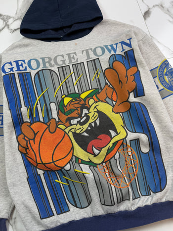 Vintage 90s Georgetown Hoyas Big Print Hoodie Grey/Navy