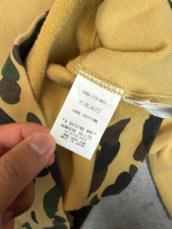 BAPE 1st Camo Rib Stone Wash Crewneck Yellow (USED)