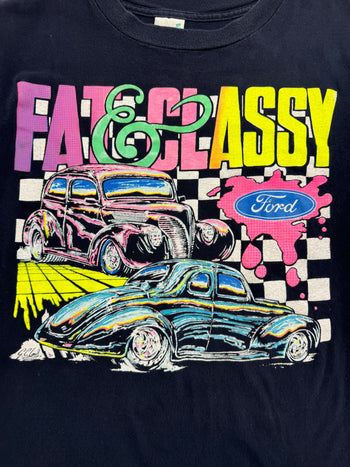 (L) Vintage '90 Ford Fat & Classy Hot Rod Tee Black