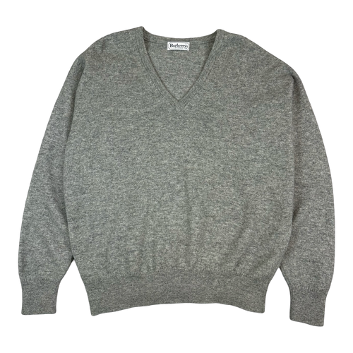 Women's Burberry Wool V Neck Knit Grey | Vintage Clothing Store Canada
