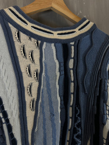 Vintage Tosani 3D Textured Knit Sweater Blue