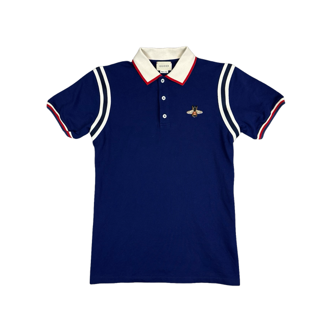 Women's Gucci Bee Polo Tee Navy