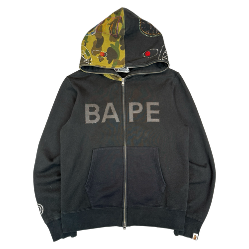 BAPE Spellout Crystal Shark Hoodie Black (USED) | Vintage Clothing Store Canada