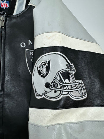 (XXL) Oakland Raiders Leather Football Jacket Black