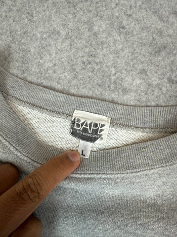 BAPE x Swarovski Crystal Shark Logo Sweatshirt Grey (USED)