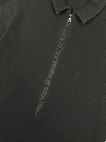 Women's Prada Red Stripe Silk Cotton Polo Tee Black