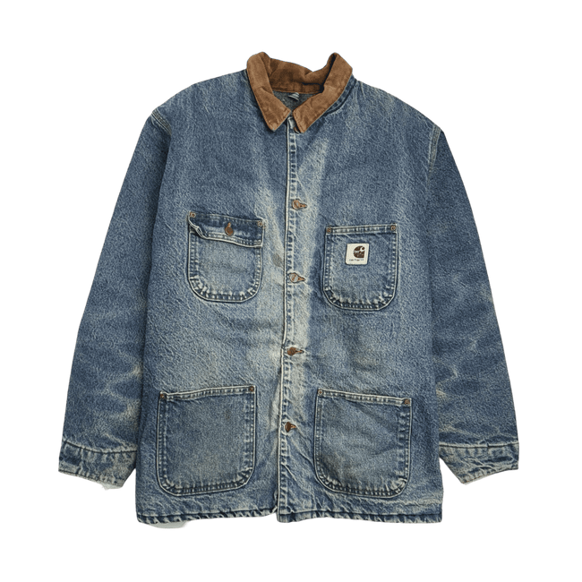 (XL) Vintage Carhartt Denim Chore Jacket washed Blue