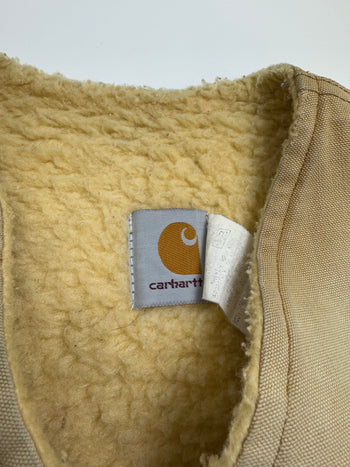 Vintage Sherpa lined Zip-Up Vest Beige