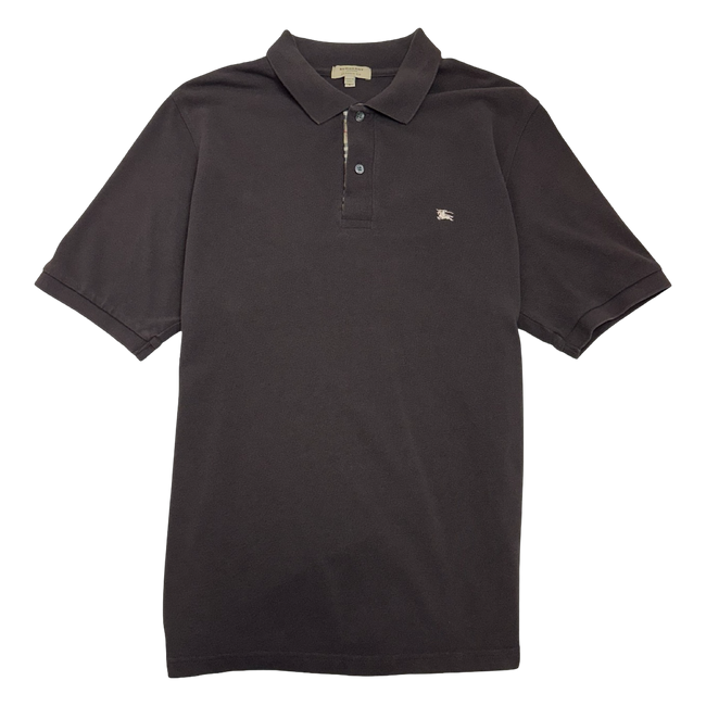 Vintage Burberry Embroidered Logo Polo Tee Black