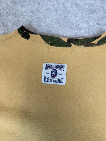 BAPE 1st Camo Rib Stone Wash Crewneck Yellow (USED)