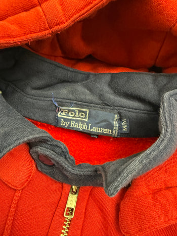 Vintage Polo Ralph Lauren Button Zip-up Hoodie Red