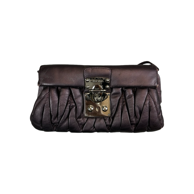 Miu Miu Vitello Lux Matelasse Flap Pochette Purple