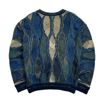 Vintage Merino 3D Textured Knit Sweater Navy