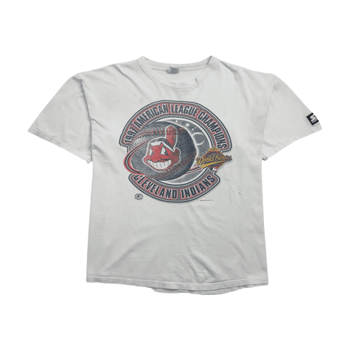 Vintage '97 MLB Cleveland Indians World Series Tee White | Vintage Clothing Store Canada