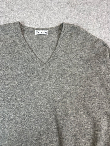 Women's Burberry Wool V Neck Knit Grey