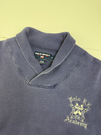 Vintage Polo Ralph Lauren Sport Academy Mockneck Sweatshirt Blue