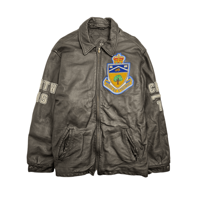 Vintage U of T Engineering Leather Varsity Jacket Black